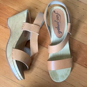Free People Beige Wedge Sandals